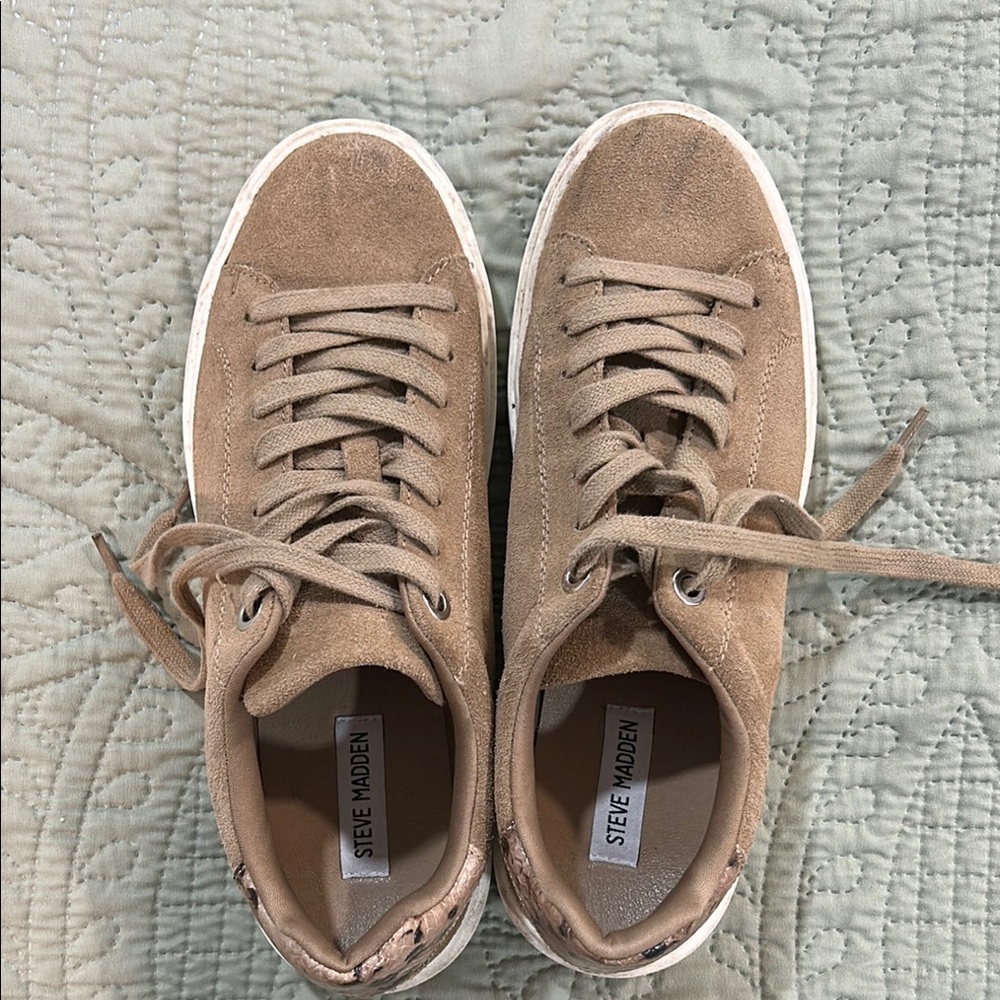 Steve Madden sneakers tan with snake accents